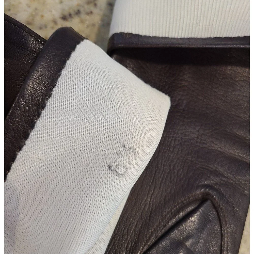 Vintage Size 6.5 Brown Lined Leather Goves . Formal 12